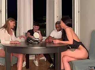 friends start board game that turns into wild group sex