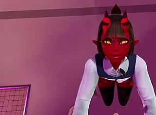 Meruccubus intensely sucked off after studying in 3D hentai uncensored SFM