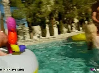 Three Transsexuals Banging in Outdoor Gangbang with Fake Tits