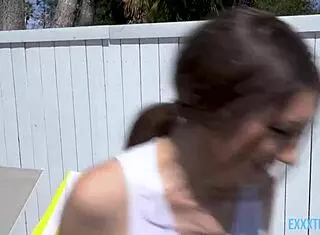 Horny petite teen Maya Woulfe fucked by big dick Donnie Rock after pool day