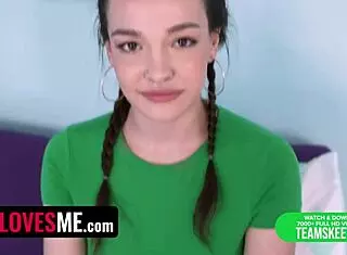 Step-brother tells his busty stepsister 'your huge tits are perfect' while bending her over