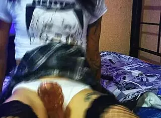 Pretty Transsexual Woman Shows Off Perfect Ass In Miniskirt While Crossdressing Solo