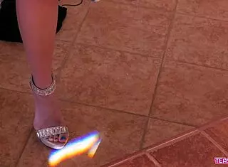 Amazing Teen Blonde Takes Bath And Shows Perfect Body On Sofa