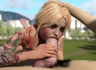 Can Harley Quinn deepthroat this huge white dick?