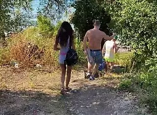 Five guys unload on one dumb chick.