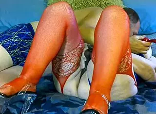 Granny Carmen Uses Dildo For Double Masturbation And Fucking Until Double Cum