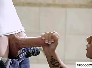 Perverted asian guy jerks off in front of shocked girl