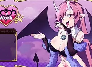 succubus chan undresses in hentai game ep 2 with giant waifu.