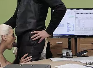Loan4k creditor lets milf play with his cock at office! 💼