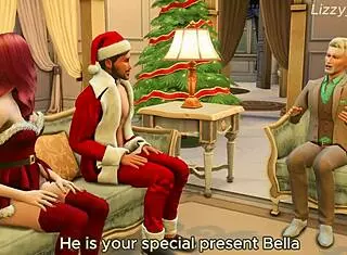 sugarbaby finally gets that big dick for christmas in sims 4, licking and sucking it all 😍