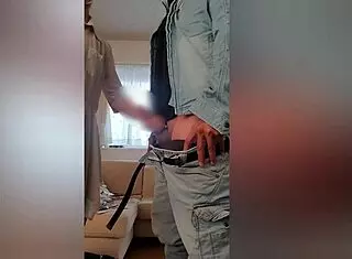 I can't believe this japanese milf is giving the best handjob ever, making me cum with her shaved pussy and creampie