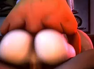 in this hentai anime, meggy spletzer is riding a big cock in cowgirl position, showing off her big ass