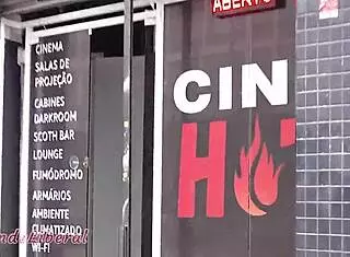 My first gangbang in a porn cinema with guys cumming in my mouth