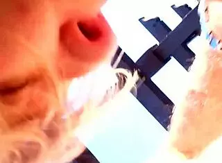 Just doing some yard work but ended up sucking cock in the garden with blowjob action 😏