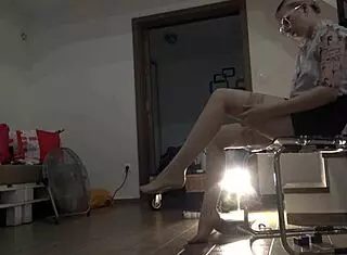 hot blonde from finland in stockings and miniskirt no panties seduces teacher by playing with her cock 😈