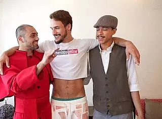 Backstage Passion: Leo Felipo Bent Over In Intense Gay Doggystyle Threesome