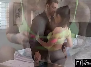 busty brunette mj fresh seduces her busy boyfriend for a sensual blowjob and rough fuck