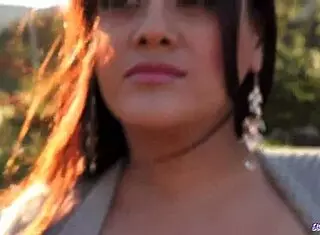 Stockinged milf babe sucks cock outdoors in taboo fantasy