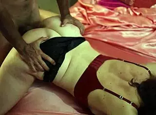 White Amateur in Satin Lingerie Goes Deep Doggy Style