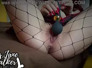 College Slut In Fishnet Brings Herself To Orgasm With Sex Toys In Homemade Setting