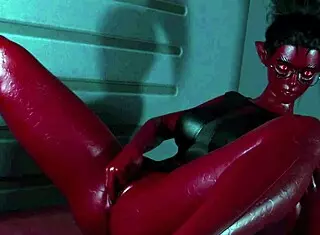 busty alien reporter feels bored and emotionally masturbates with fingers while traveling to work in 3d