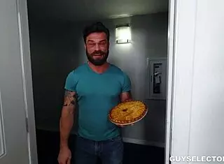 Bearded stud rides big cock bareback to drain balls