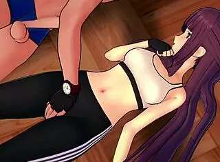 Fern in sports clothes gets warm