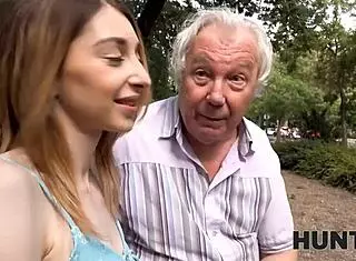 Old man watches stranger fuck his sexy skinny gf in public pov pickup