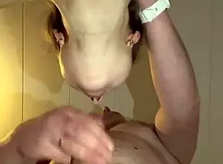 Slutty Girlfriend Gags on Cock First Time