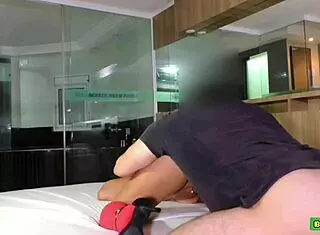 i fell for the moans of this sexy latina brunette deepthroating shaved pussy