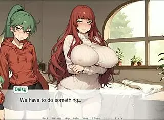 spirit harem hentai game ep 1, she casually makes master cum between gigantic breasts