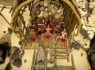 that beach shack orgy with futanari milf and group sex to synthwave beats