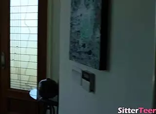 Diminutive babysitter sucks cock and gets fucked hard