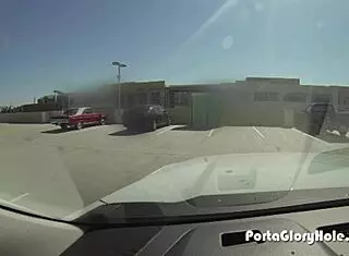 I'm at the porta gloryhole, so hungry for strangers' cum, can't wait!