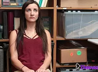 Teen Shoplifter Seduces with Perfect Tits in Office