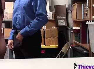 Teen Shoplifter Seduces with Perfect Tits in Office