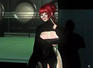 White slut boldly sucks deepthroat in public outdoor cartoon scene