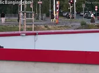 Very Cute Young Girl in Risky Public Threesome