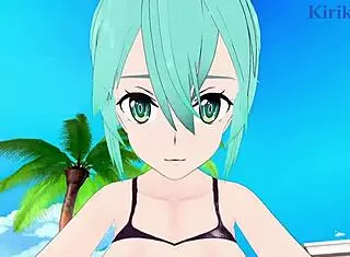 Asuna and Sinon have intense sex in this hentai