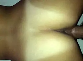 Hot brunette displays tan lines in doggy position