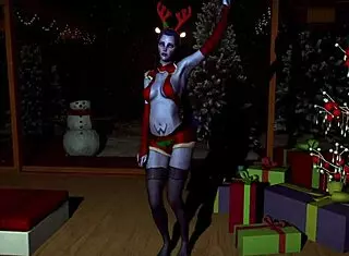 widowmaker sexy assassin dancing on christmas with big tits