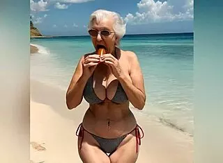 granny flaunts sexy bikini with dirty talk, watch her nude finale