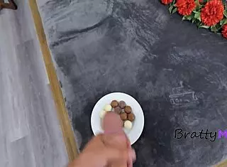 Mother in law catches stepson cumming on chocolates