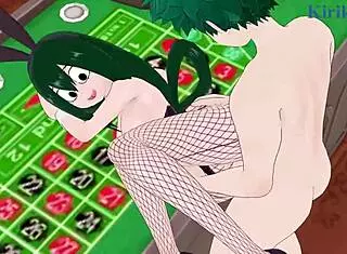 nejire hado and tsuyu asui and izuku midoriya bunny girl intense sex - my hero academia hentai 😏