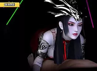 medusa queen bends over for deepthroat and creampie in hentai