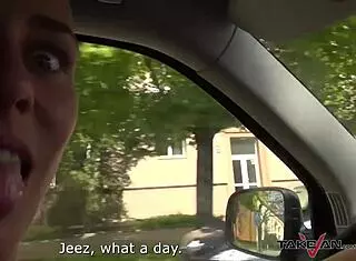 Mea Melone feels the thrill of public sex in the car