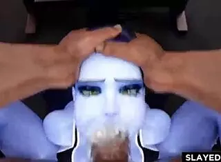 raven deepthroats widowmaker's big cock in this hentai anime