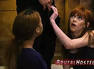 Teen babe punished in hardcore domination threesome with alexa