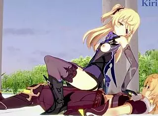 Amber And Fischl Amy And Aether Intense Sex - Genshin Impact Hentai