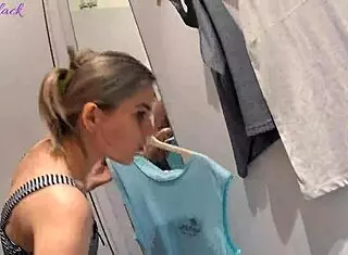 Petite Black Teen 18+ Swallows Cum in Fitting Room